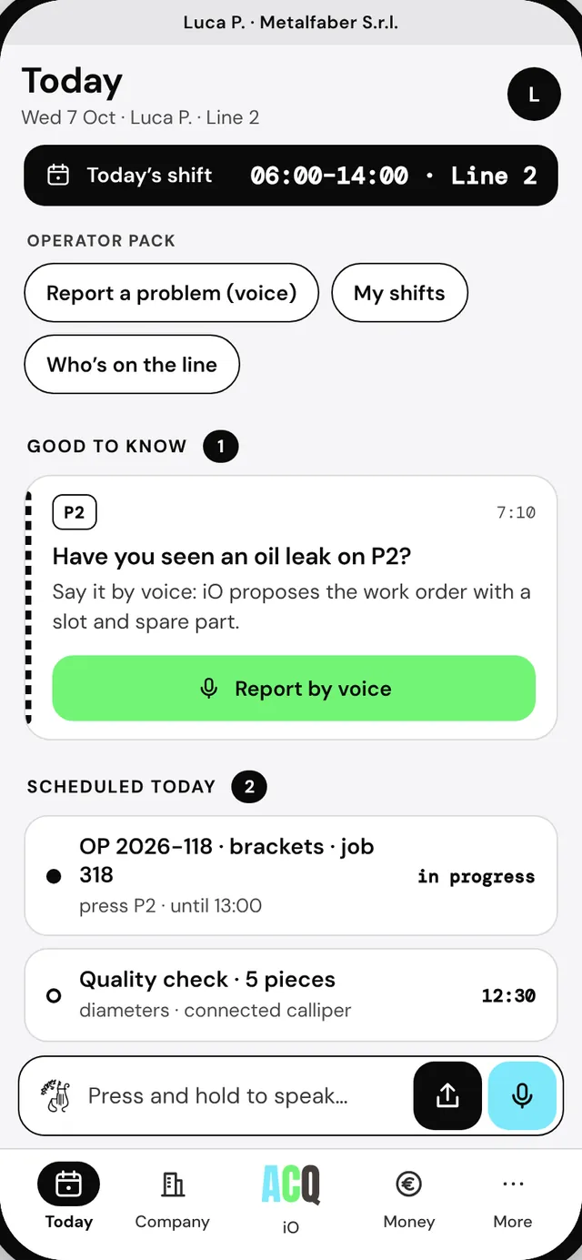 Today · the line operator